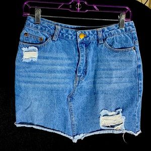 Forever 21 Contemporary Mini Distressed Jean Skirt